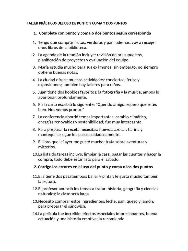 Uso correcto de punto y coma y dos puntos | PDF