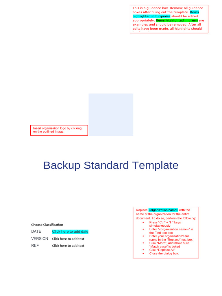 Backup Standard Template Guide | PDF | Backup | Computing