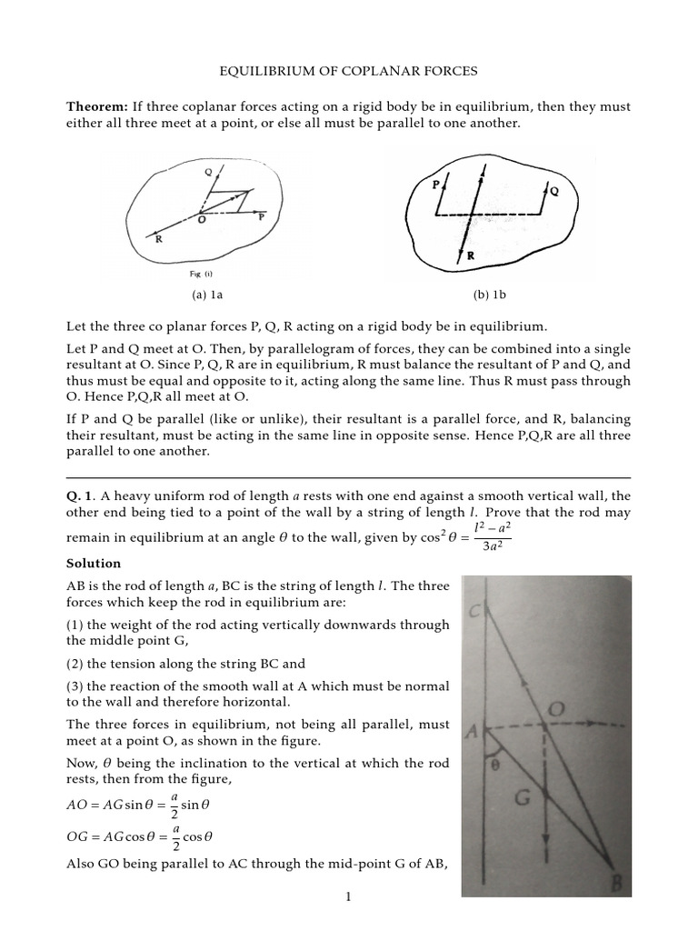 Equilibrium of Coplanar Forces Explained | PDF | Force | Line (Geometry)