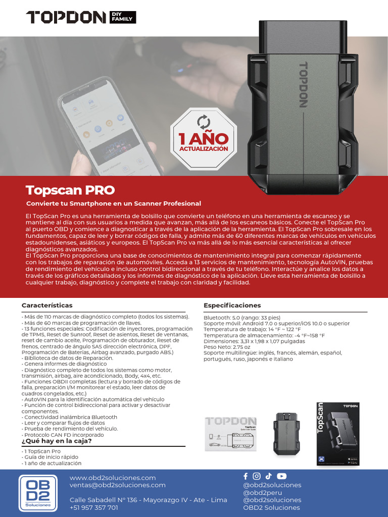 Scanner OBD2 TopScan Pro: Diagnóstico Avanzado | PDF | Informática