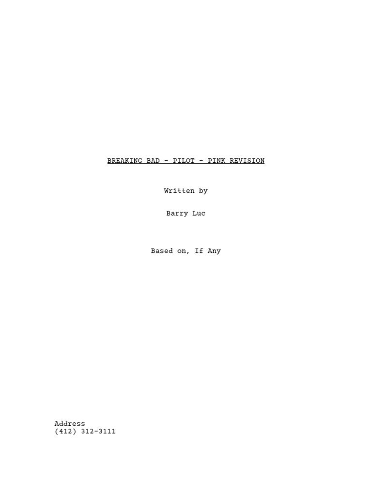 Breaking Bad Pilot Script Analysis | PDF