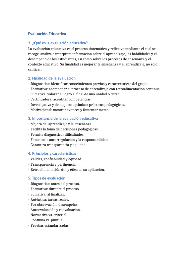 Guía Completa de Evaluación Educativa | PDF | Evaluación | Aprendizaje