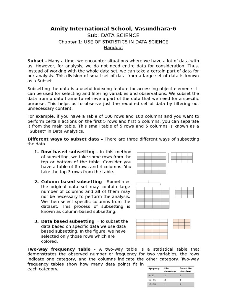 Statistics in Data Science: Subsetting Data | PDF | Standard Deviation ...