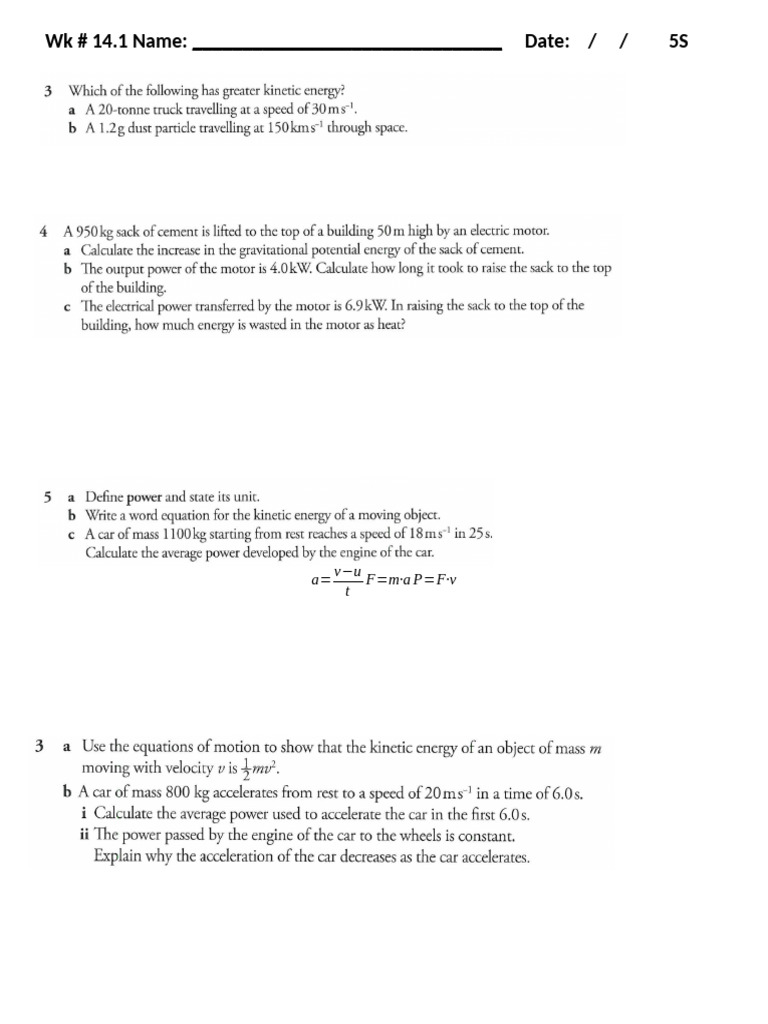 5S+Worksheet+#14 1+Chapter+Questions+Extra | PDF