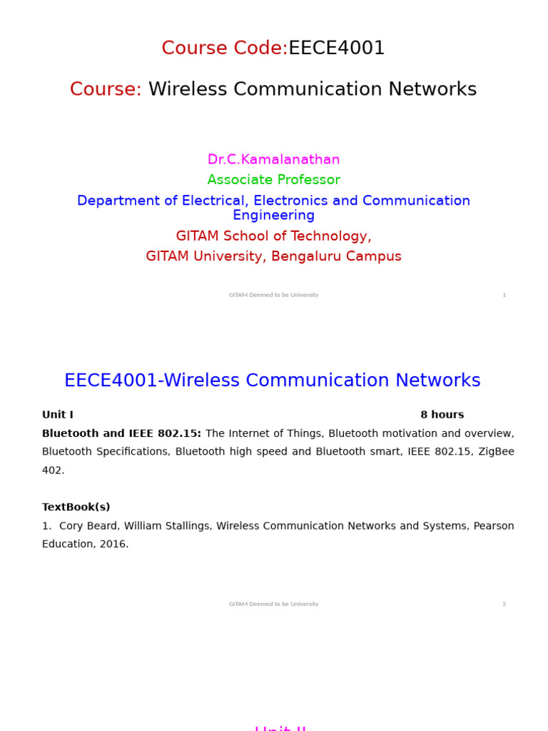 Wireless Communication Networks Overview | PDF | Bluetooth | Computer ...