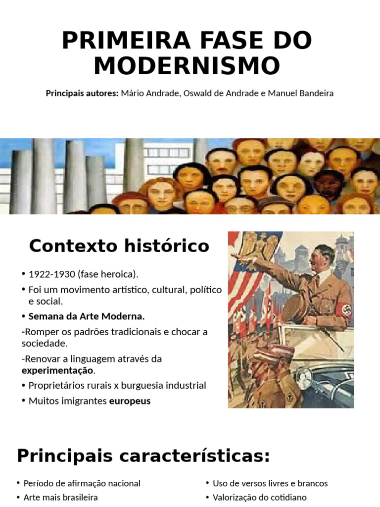 Primeira Fase Do Modernismo | PDF | Brasil | Modernismo