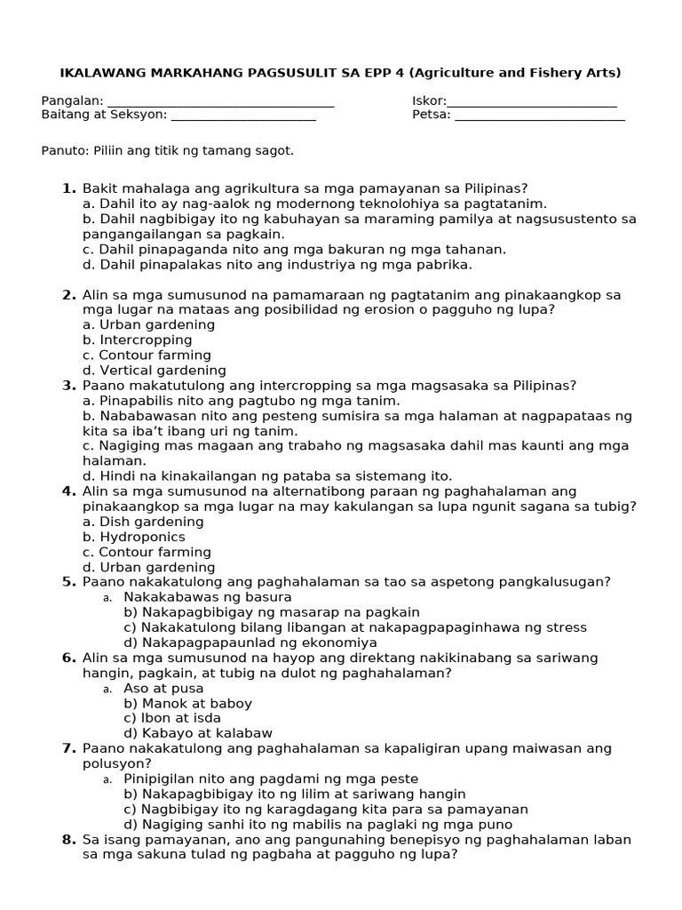PT - G4 Matatag Epp-Afa 4 - Q2 | PDF