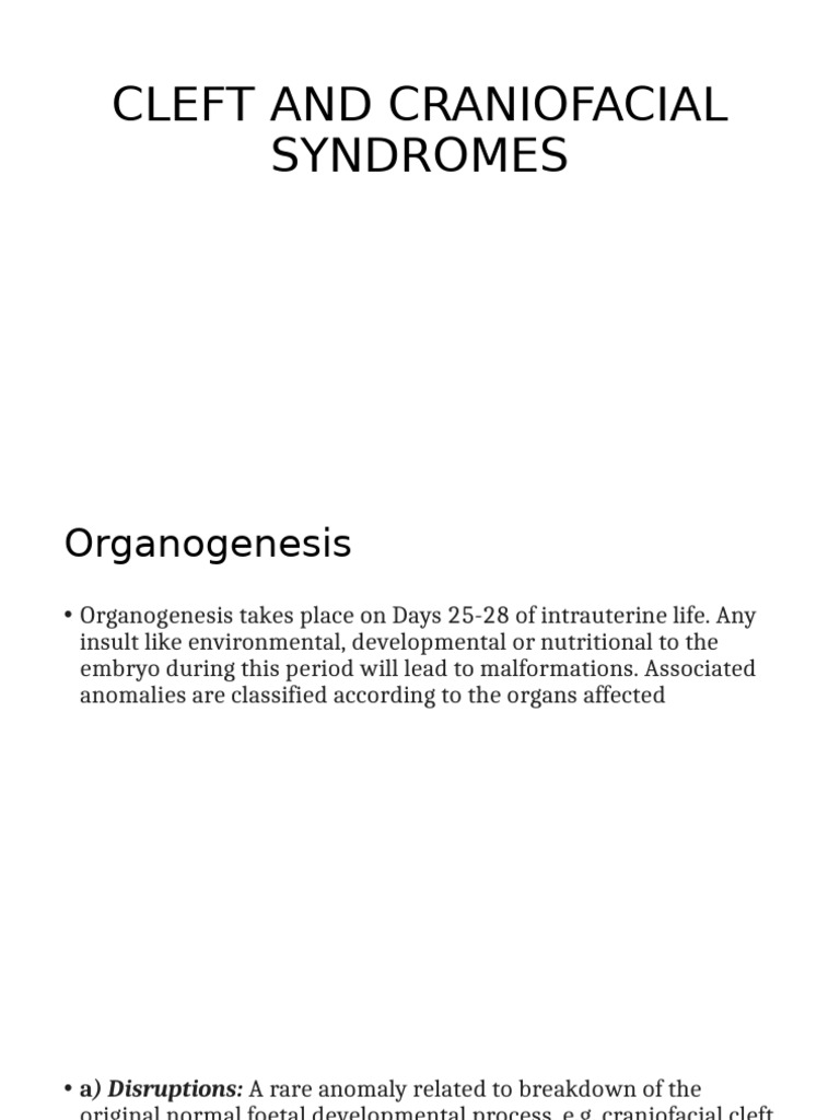 Cleft and Craniofacial Syndromes Overview | PDF | Genetic Disorder ...