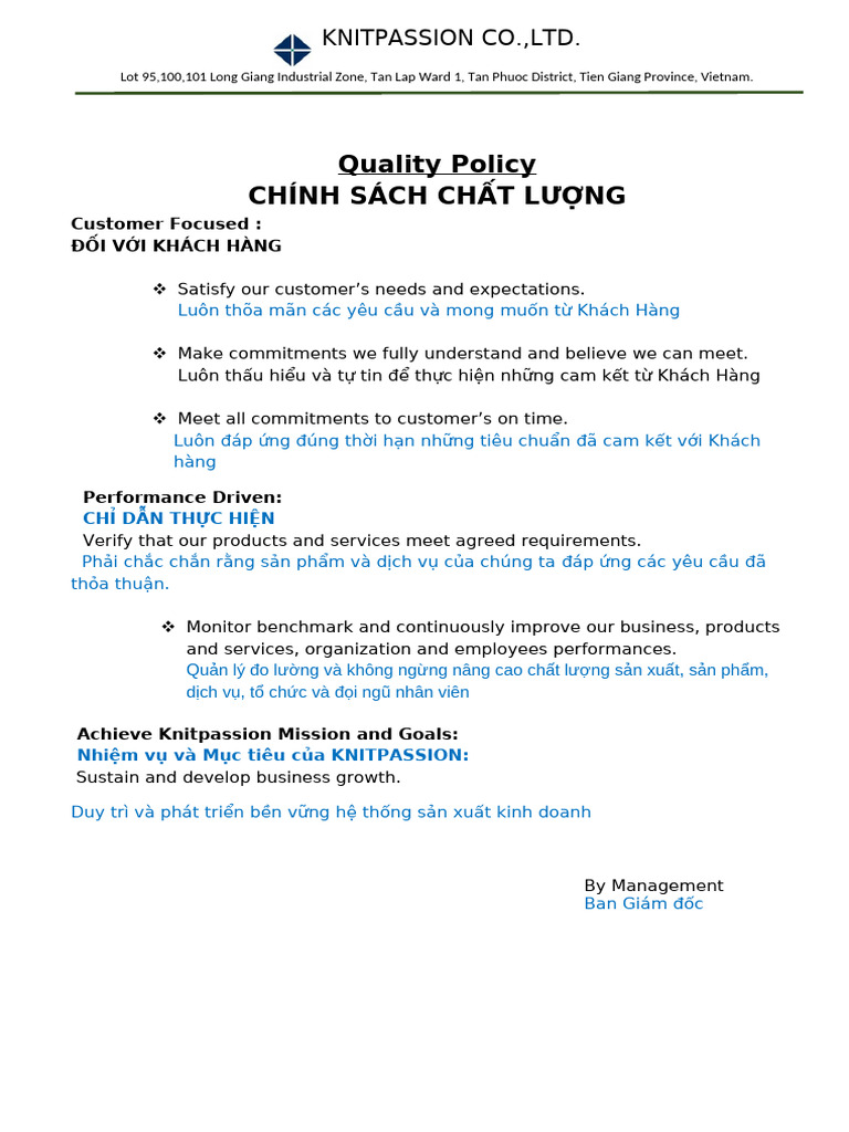 Quality Policy | PDF