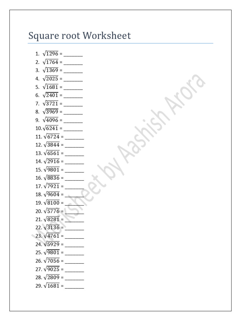 Math Worksheets: Roots & Multiplication | PDF | Elementary Mathematics