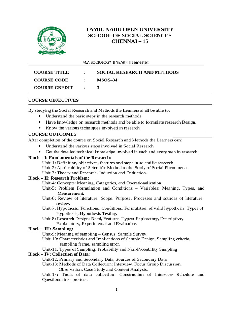 Social Research Methods Course Overview | PDF | Sampling (Statistics ...