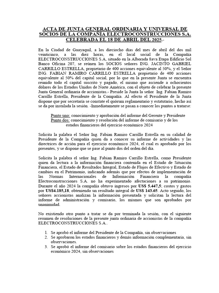 ACTA DE JUNTA GENERAL 2024signed | PDF