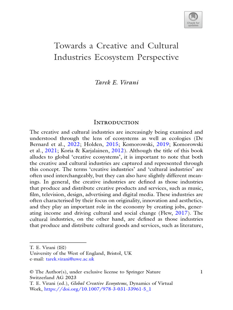 Week4 Towards A Creative and Cultural Industries Ecosystem Perspective ...