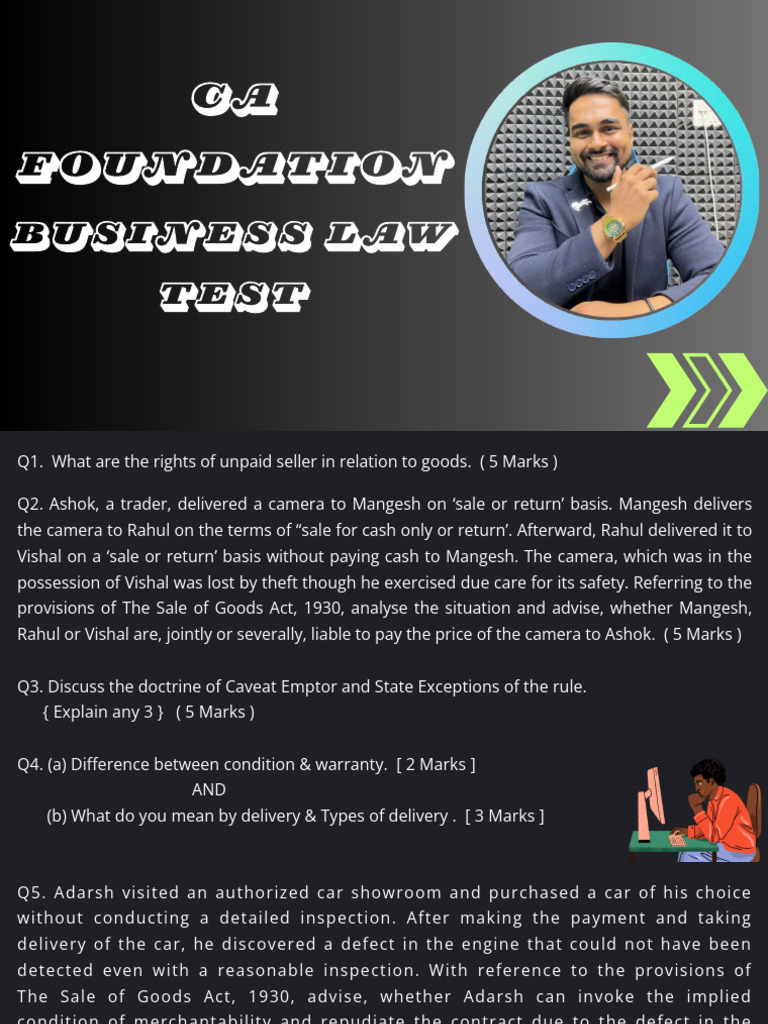 Ca Foundation Business Law Test Pdf