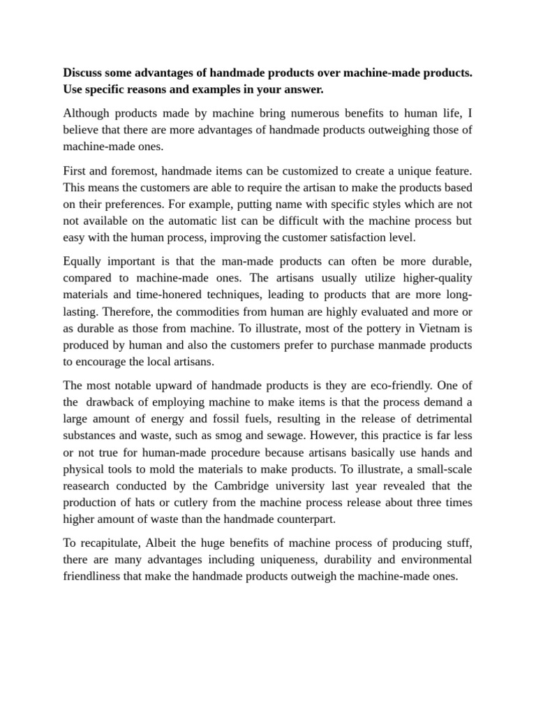 Advantages of Handmade Products | PDF
