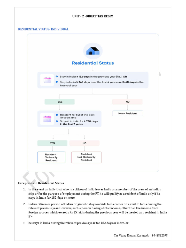 Unit - 2.2 Residential Status & Scope of Income | PDF | Citizenship ...
