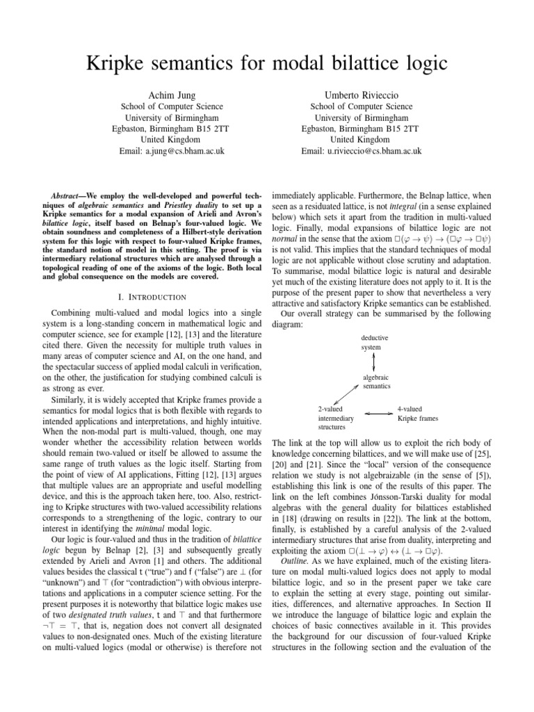 Jung Rivieccio 2013 Kripke Semantics For Modal Bilattice Logic | PDF ...