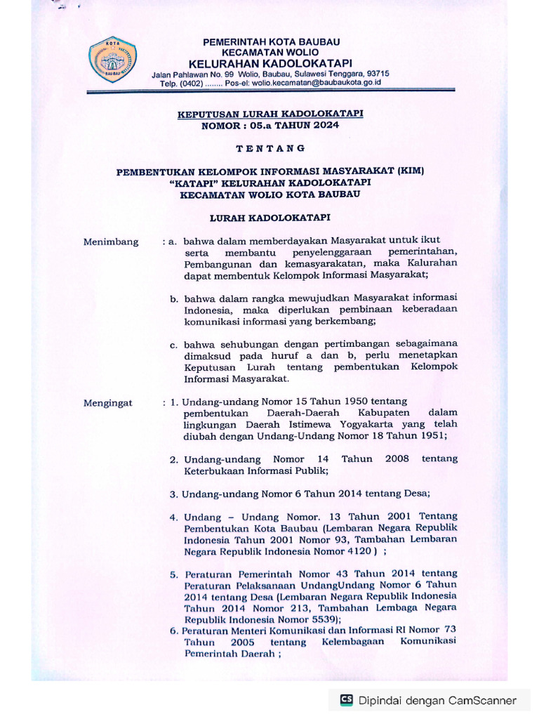 SK Kim Katapi Kel. Kadolokatapi | PDF