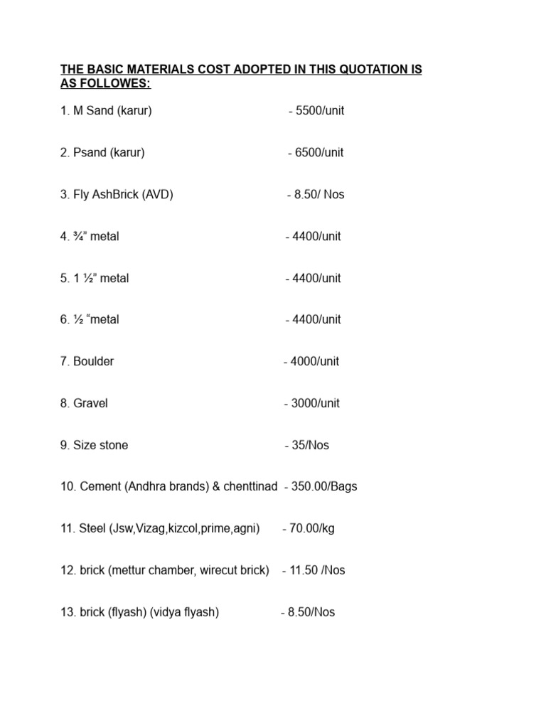 Material Quotation | PDF