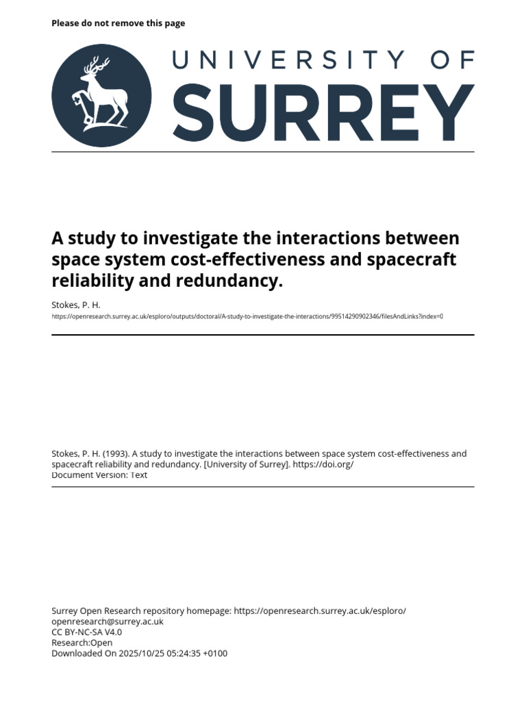 A Study To Investigate The Interactions Between Space System Cost ...