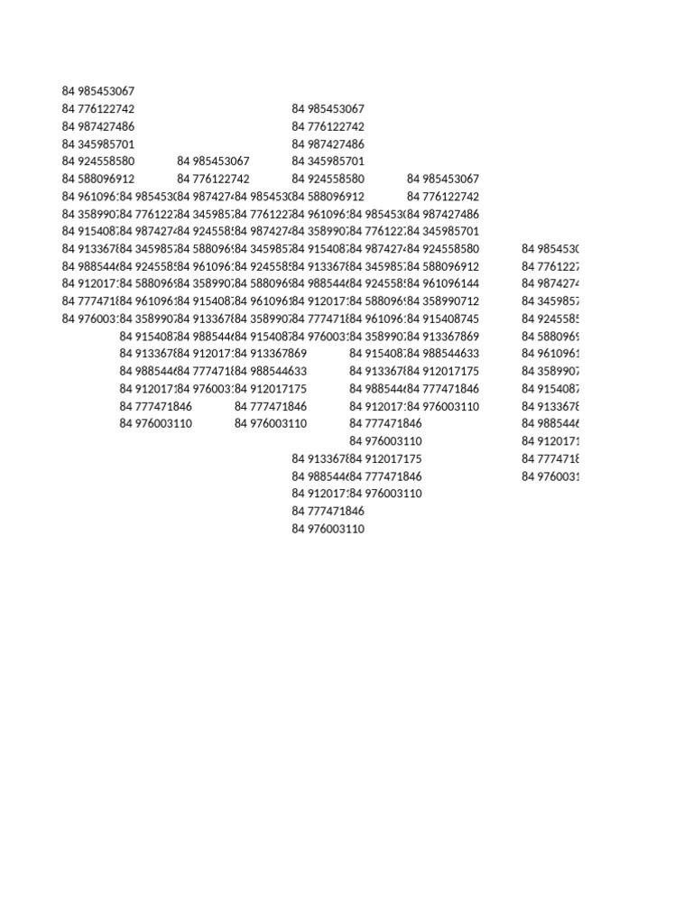 Unique Number Combinations List | PDF