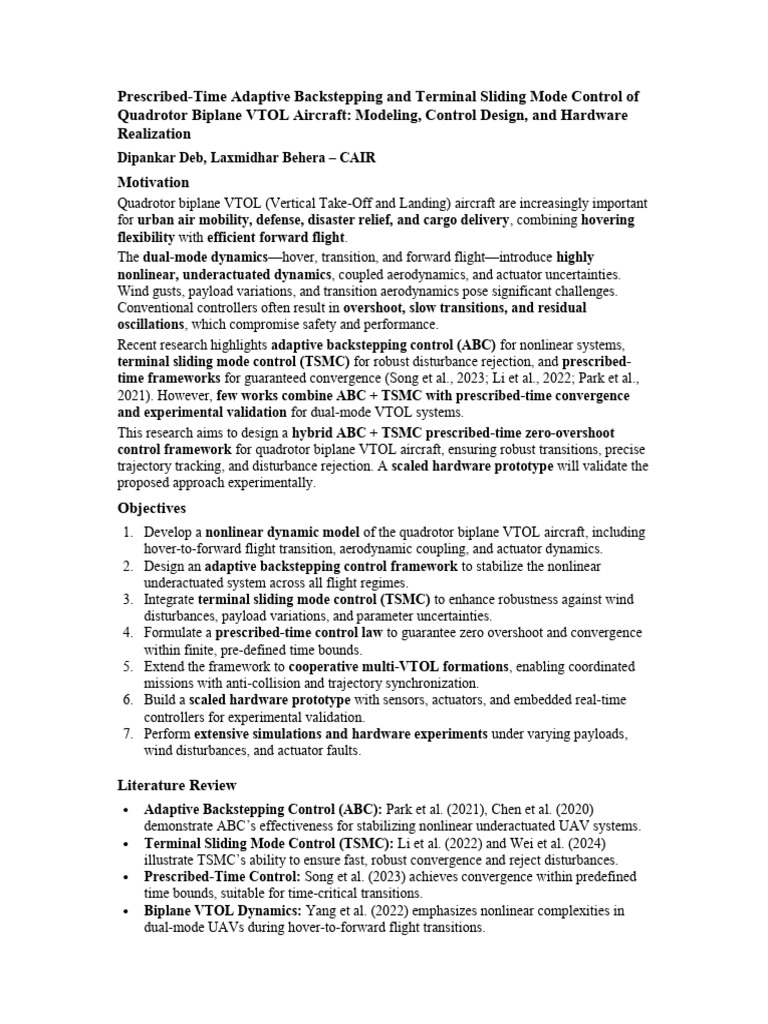 Adaptive Control for Quadrotor VTOL Systems | PDF | Quadcopter ...
