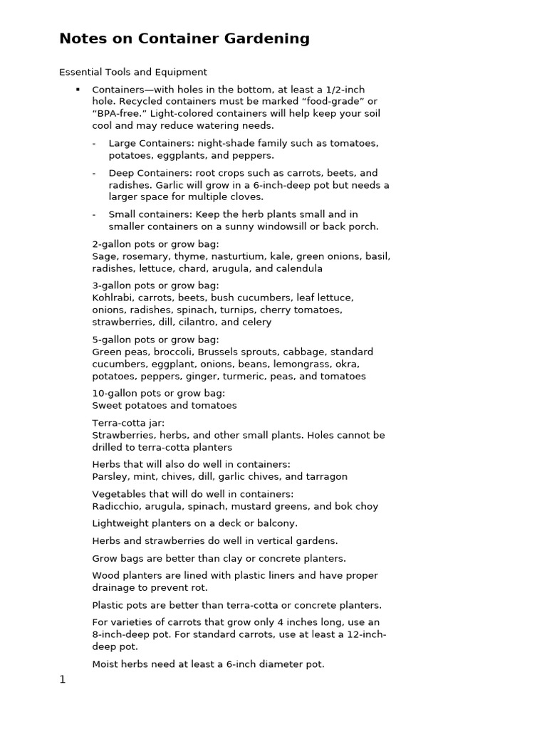 Essential Tips for Container Gardening | PDF | Vegetables | Vegan Cuisine