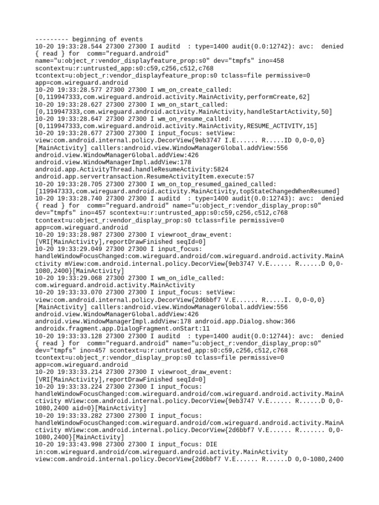 WireGuard Android Activity Log Analysis | PDF | Android (Operating ...