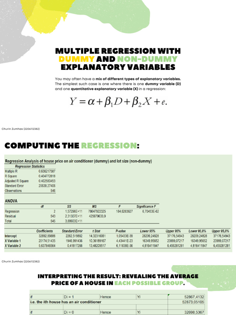 Multiple Regression with Dummy Variables | PDF