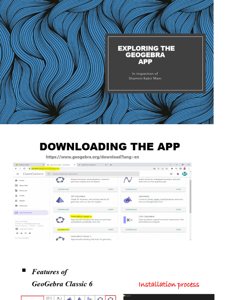 GeoGebra App Features and Tasks Guide | PDF
