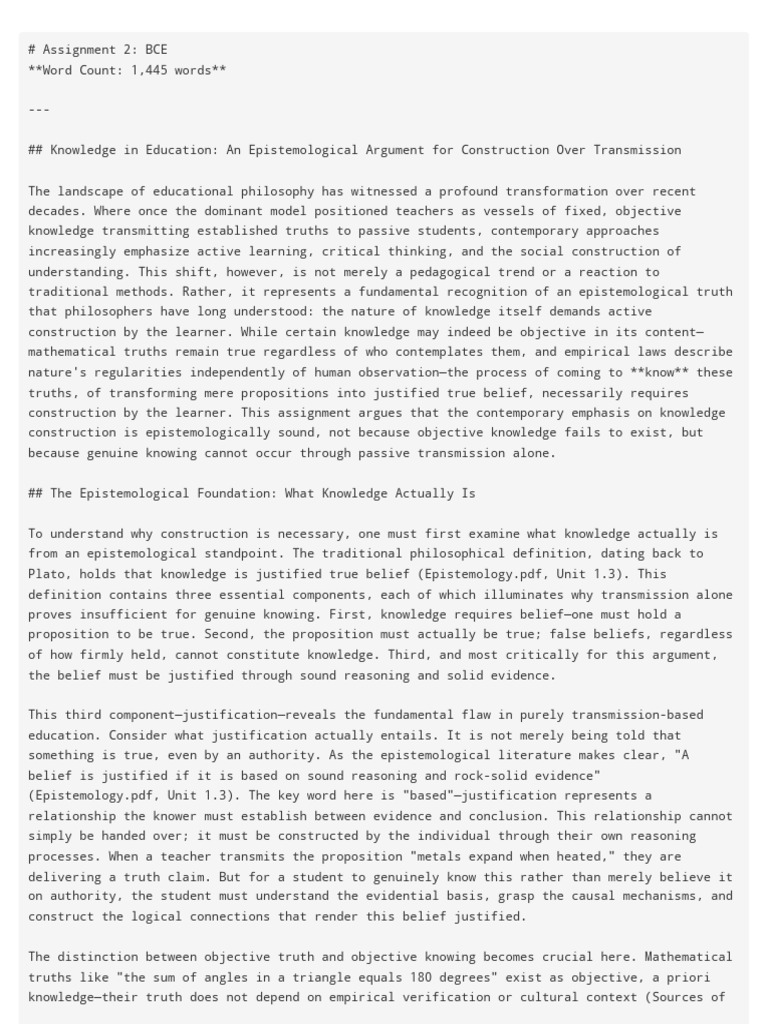 Knowledge Construction in Education | PDF | Epistemology | Knowledge