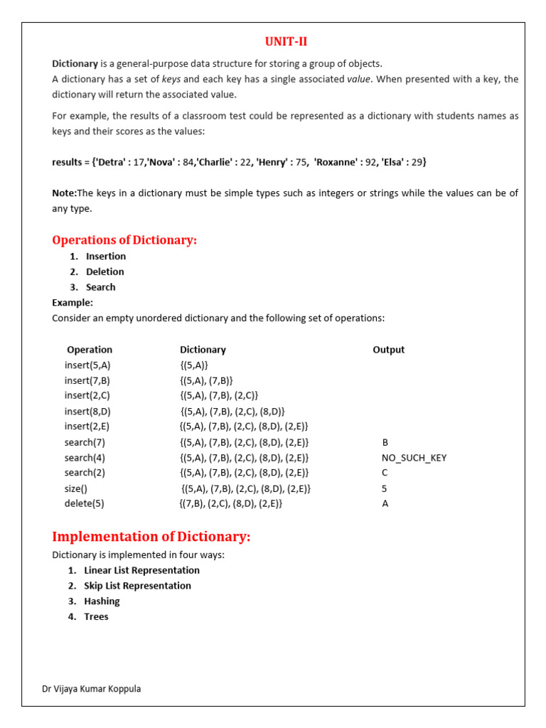 Understanding Dictionary Data Structures | PDF | Computer Programming ...