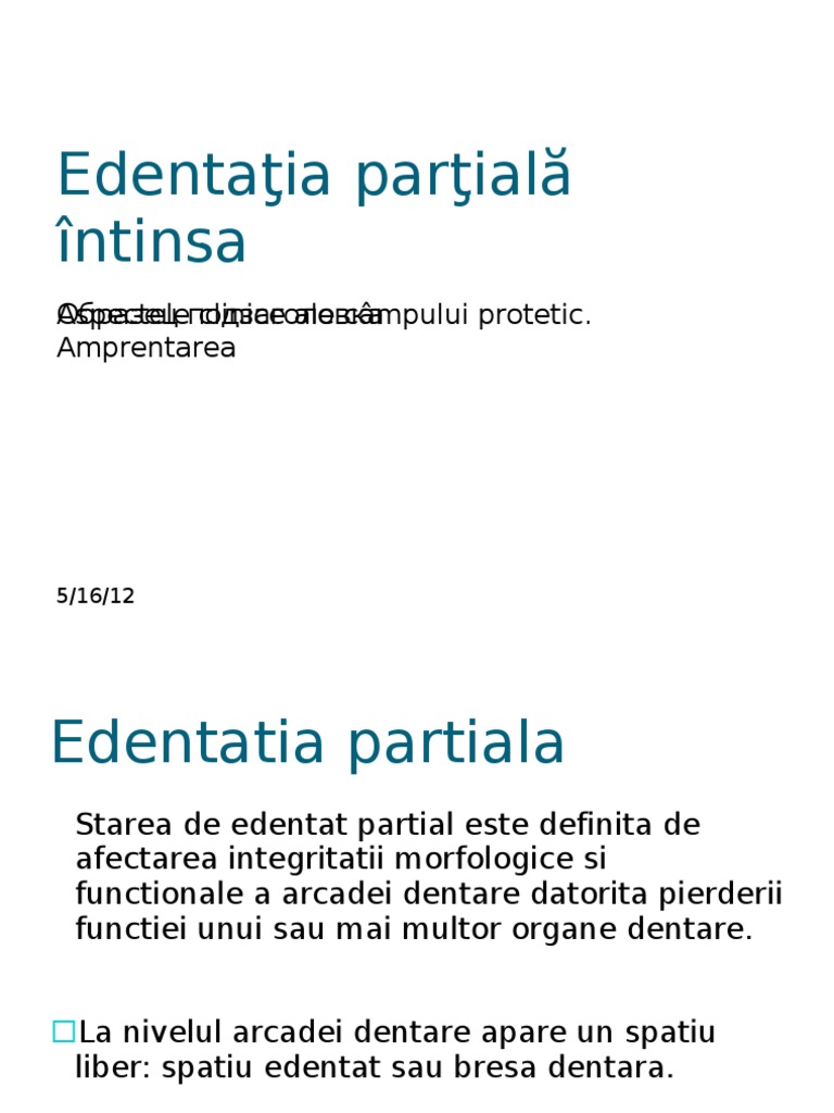Edentaţia Parţială Întinsa | PDF