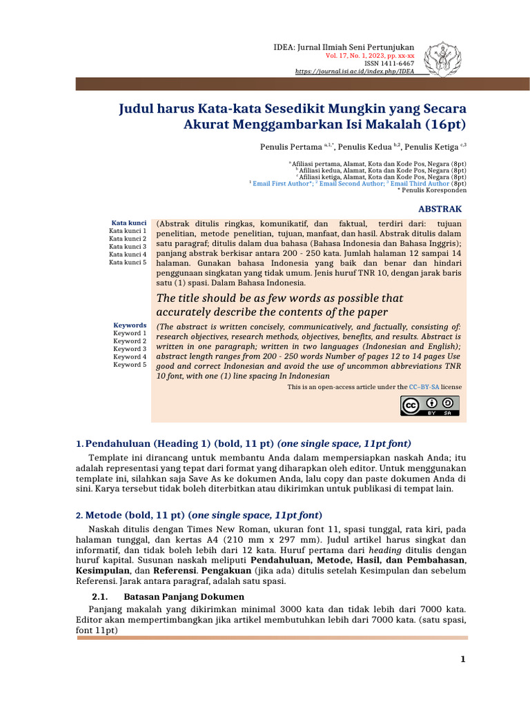 Panduan Penulisan Jurnal Seni Pertunjukan | PDF