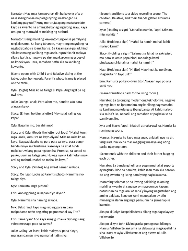 Yssa Esp Script in Roleplay (Group 2) | PDF