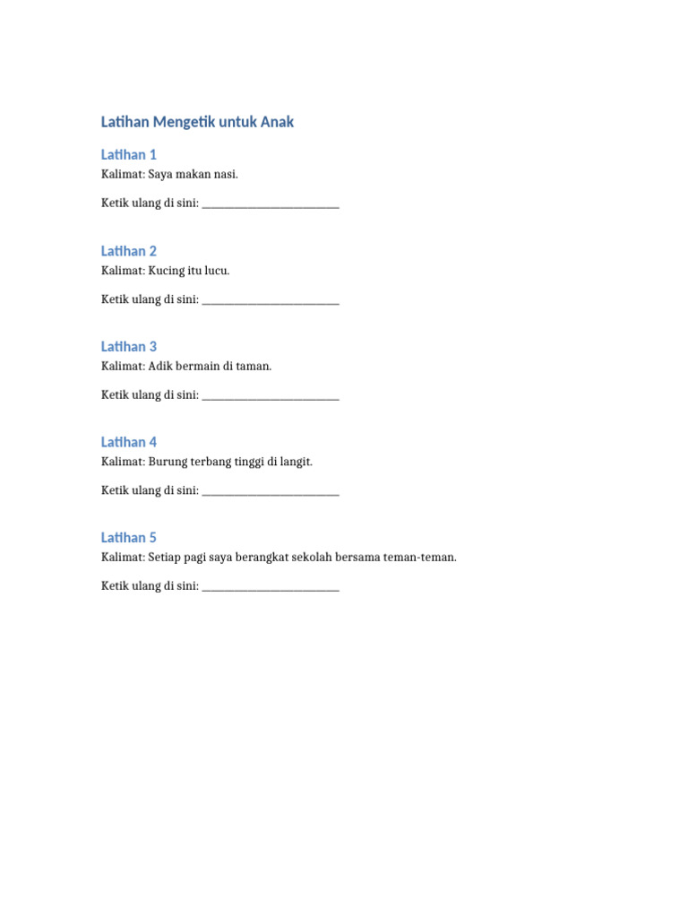 Latihan Mengetik Anak | PDF