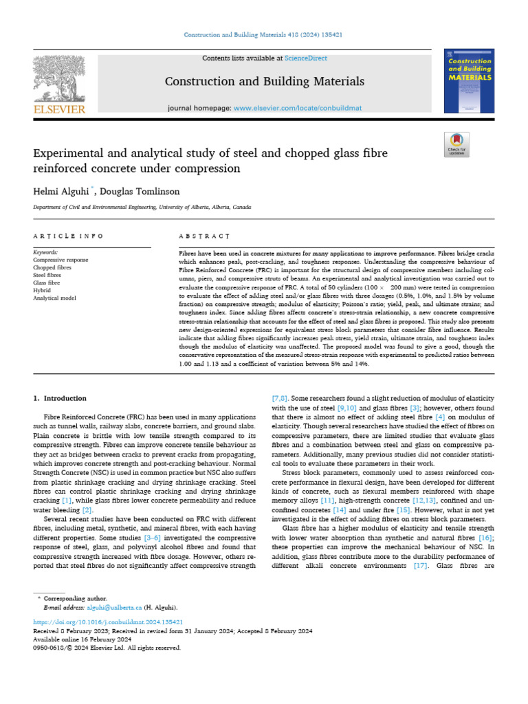 Experimental and Analytical Study of Steel and Chopped Glass Fibre ...