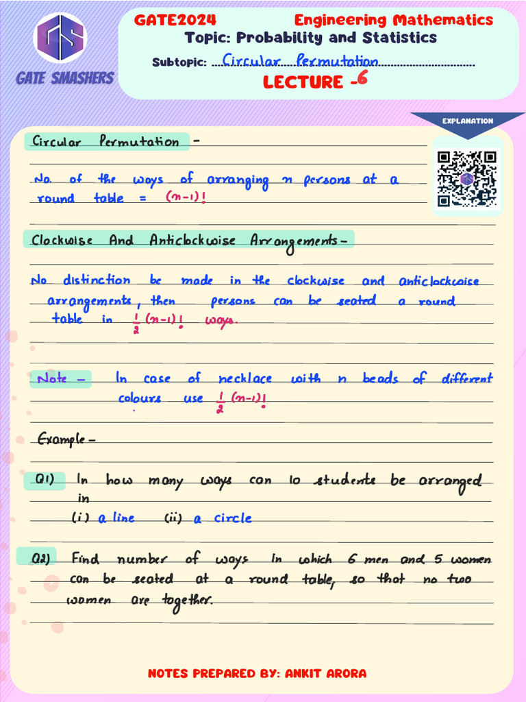 Lecture 5 Circular Permutations - 230925 - 182424 | PDF