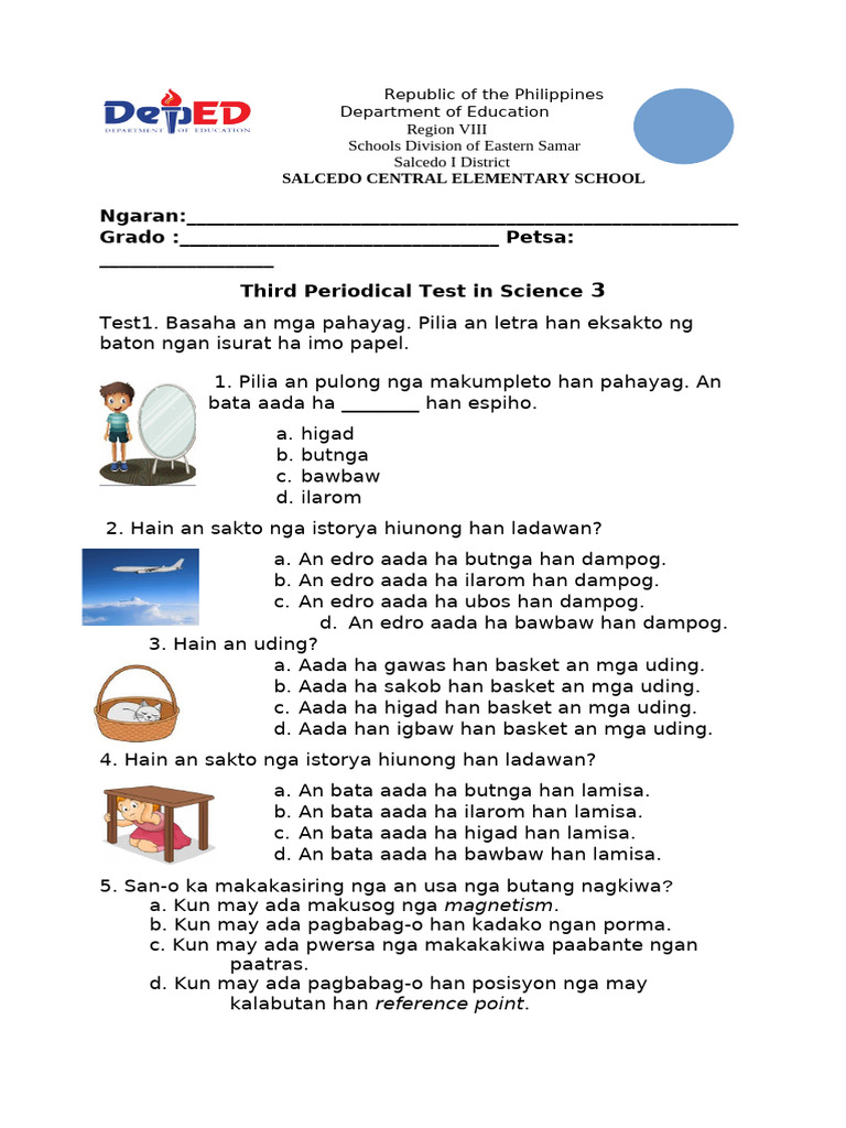 3rd PT Science 3 | PDF