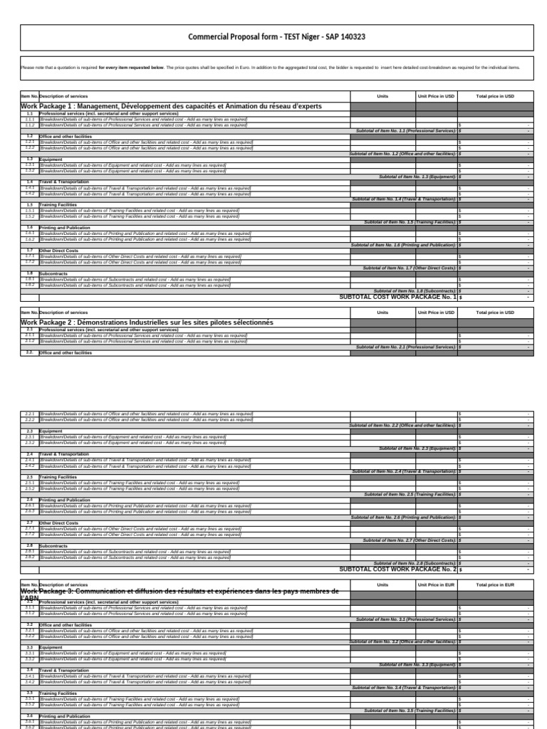 Appendice B - Formulaire Du Budget | PDF | Market (Economics) | Pricing