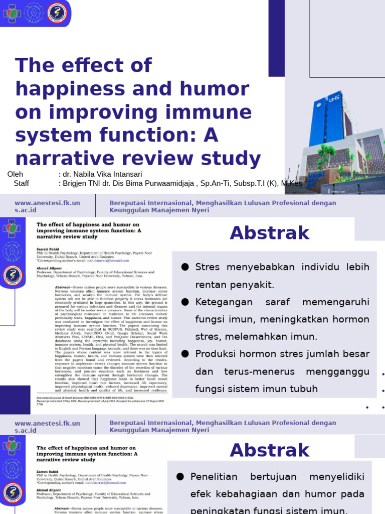 Jurnal Reading The Effect of Happiness and Humor On Improving Immune ...