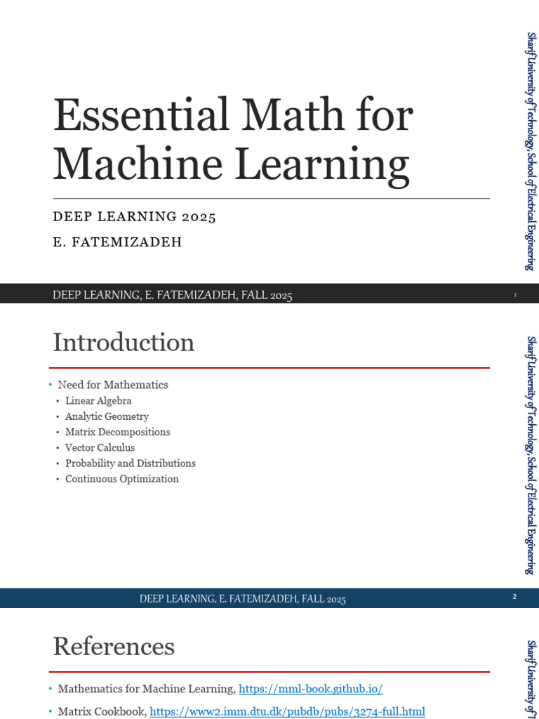 Essential Math For ML - 2025 | PDF | Matrix (Mathematics ...