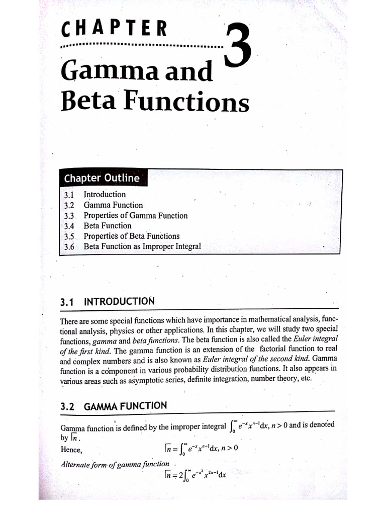 Gamma & Beta Functions (APY Material) | PDF