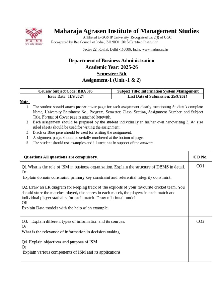 50assignment1 ISM | PDF