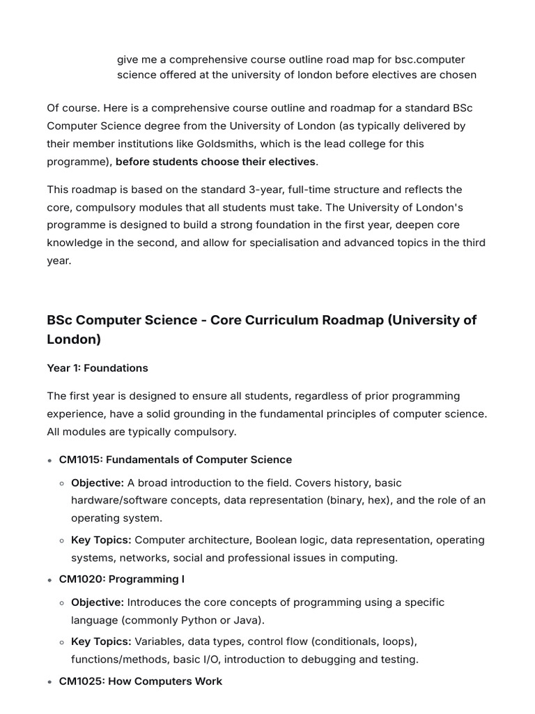BSc Computer Science Course Outline | PDF | C++ | Object Oriented ...