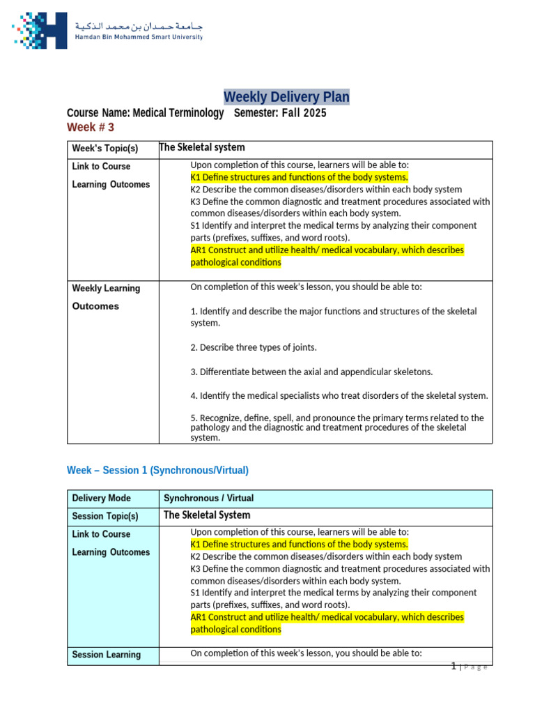 Weekly Delivery Plan 3 | PDF