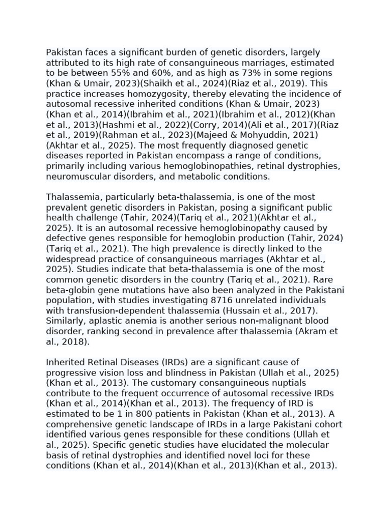 Genetic Disorders in Pakistan: Challenges and Causes | PDF | Genetic ...