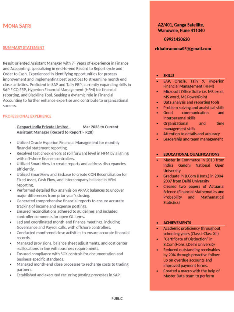 Mona Aman Safri Resume R2R 2025 | PDF | Debits And Credits | Expense