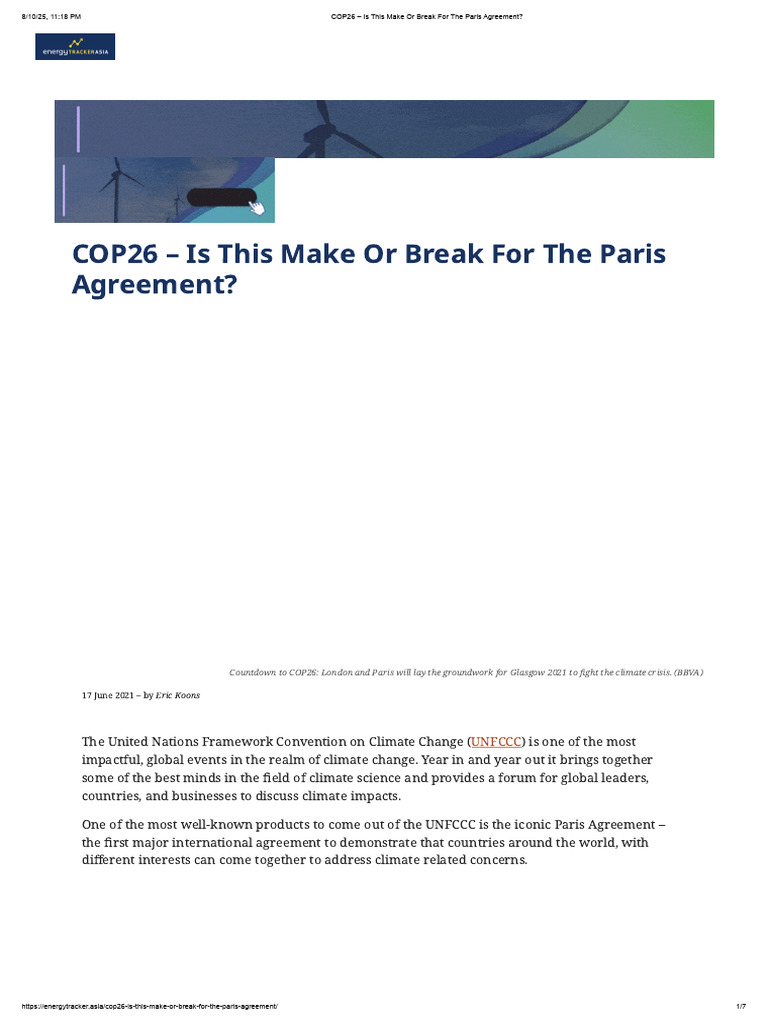 COP26 - Is This Make or Break For The Paris Agreement | PDF | Climate ...