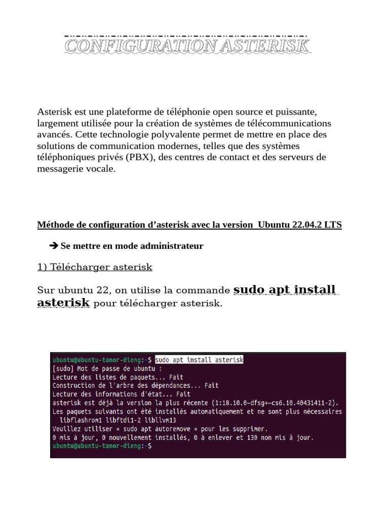 Configuration Asterisk sur Ubuntu 22.04 | PDF | séance d'initiation au ...